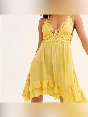 free people yellow beaded dress Hire Starlite Dress Diamond Sand - Size XXS & S